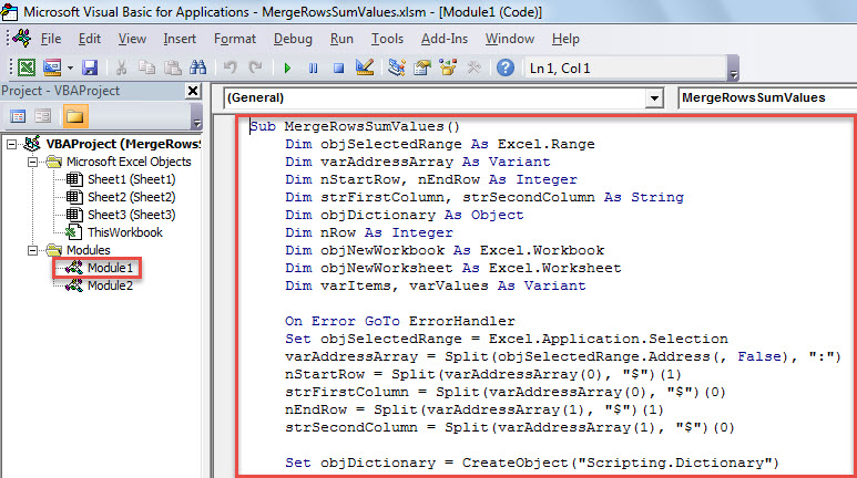 VBA Code - Consolidate Rows