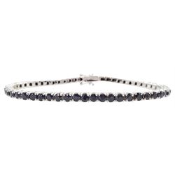 18ct white gold round cut sapphire bracelet, hallmarked, total sapphire weight approx 8.00 carat