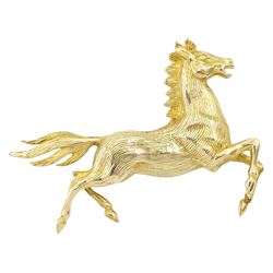 9ct gold galloping horse brooch, London 1975