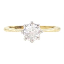 Early 20th century gold single stone old cut diamond ring, stamped 18ct Plat, diamond appr...