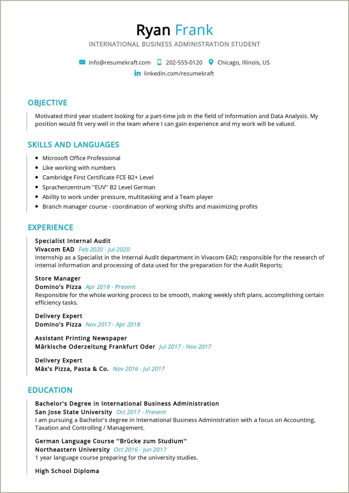 Domino's Pizza Store Manager Resume - Resume Example Gallery