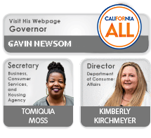 Governor Gavin Newsom Webpage, Business, Consumer Services, and Housing Agency, Kimberly Kirchmeyer, Director, Department of Consumer Affairs