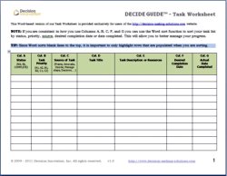 Image of decision implementation task list