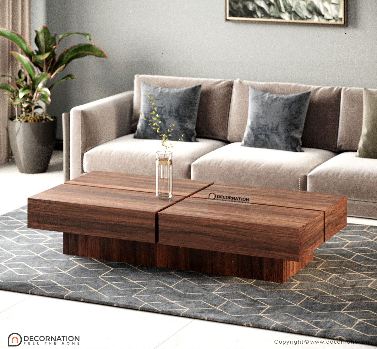 Wood coffee table rectangle - juluonweb