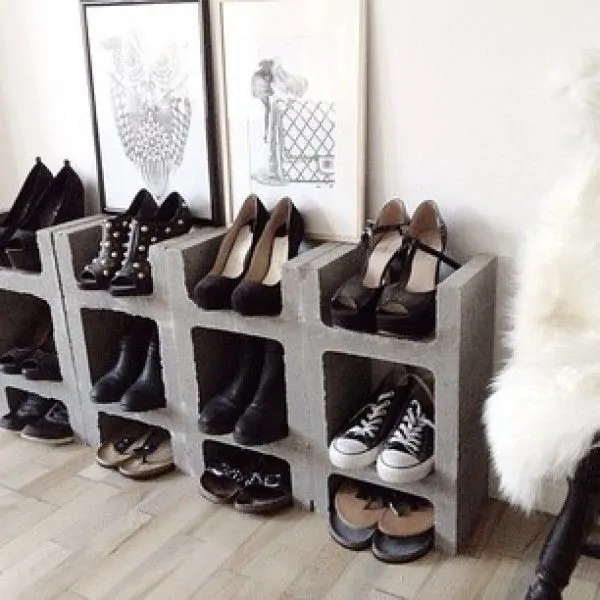 Cinder Block Shoe Rack