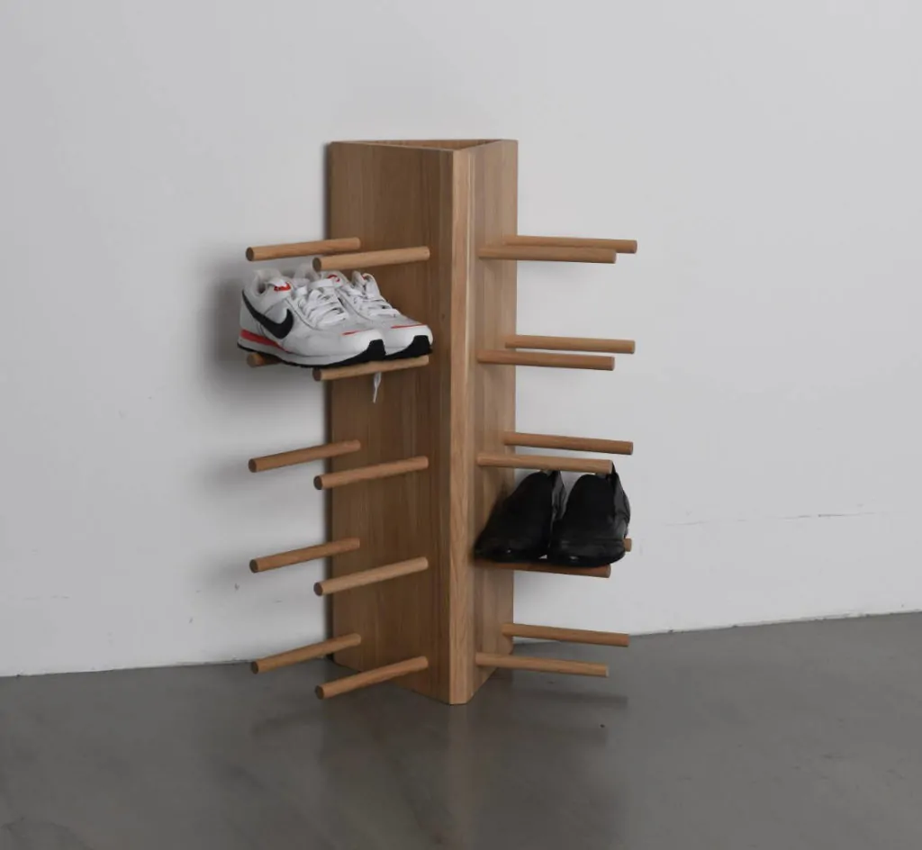 Wooden Dowel Shoe Rack 