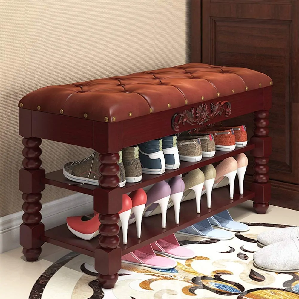 Plush Shoe Rack Bench