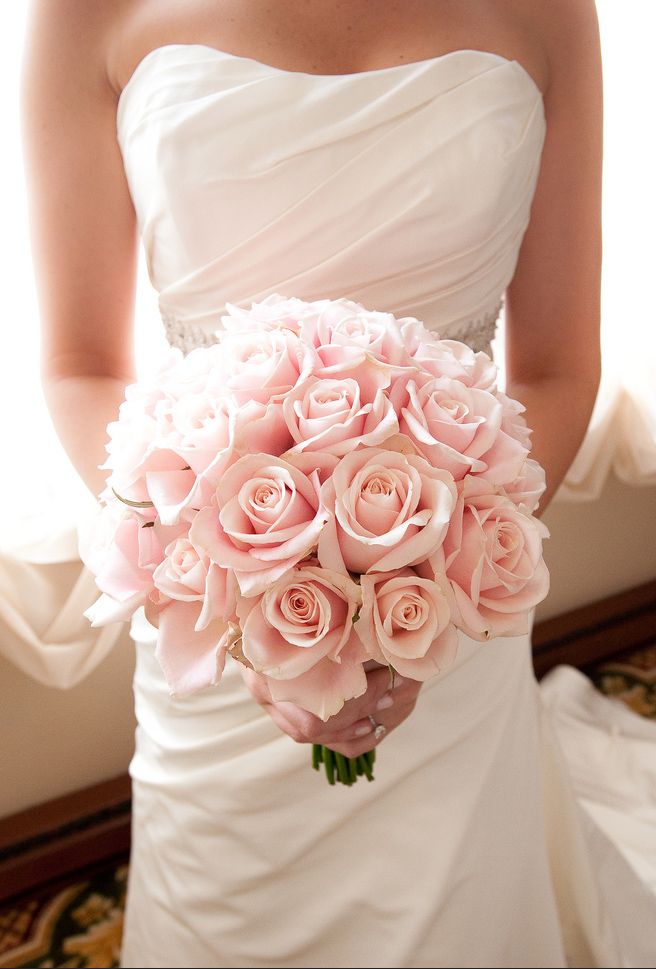 Pink rose wedding bouquet