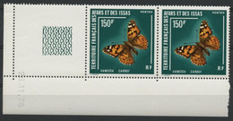 AFARS Et ISSAS COTE 30 € N° 439 MNH ** PAIRE Avec Coin Daté Du 25/11/76. PAPILLONS BUTTERFLY VANESSA CARDUI. TB/VG - Unused Stamps