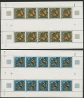 AFARS Et ISSAS COTE 210 € N° 420 + 421 MNH ** 2 FEUILLES DE 10 Ex. PAPILLONS BUTTERFLY HOLOCERINA, BALACHOWSKY. TB/VG - Unused Stamps