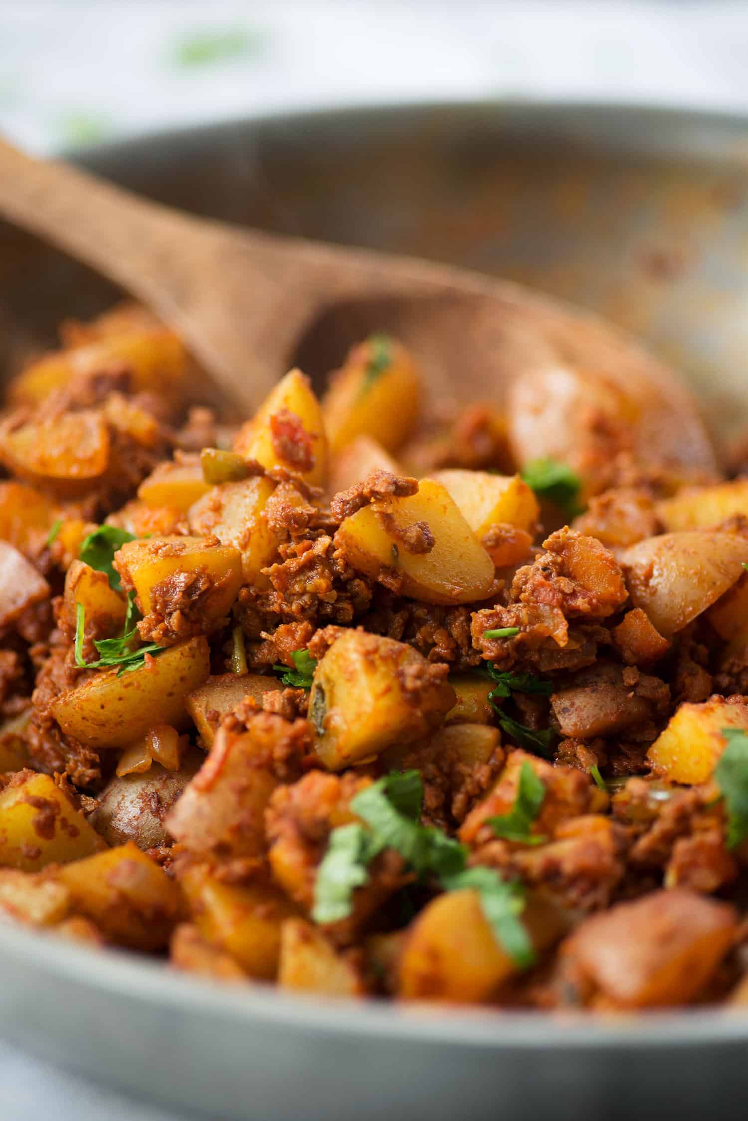 Skillet With Crispy Potatoes And Soyrizo