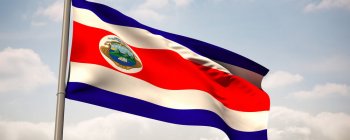 Costa Rican flag in blue sky