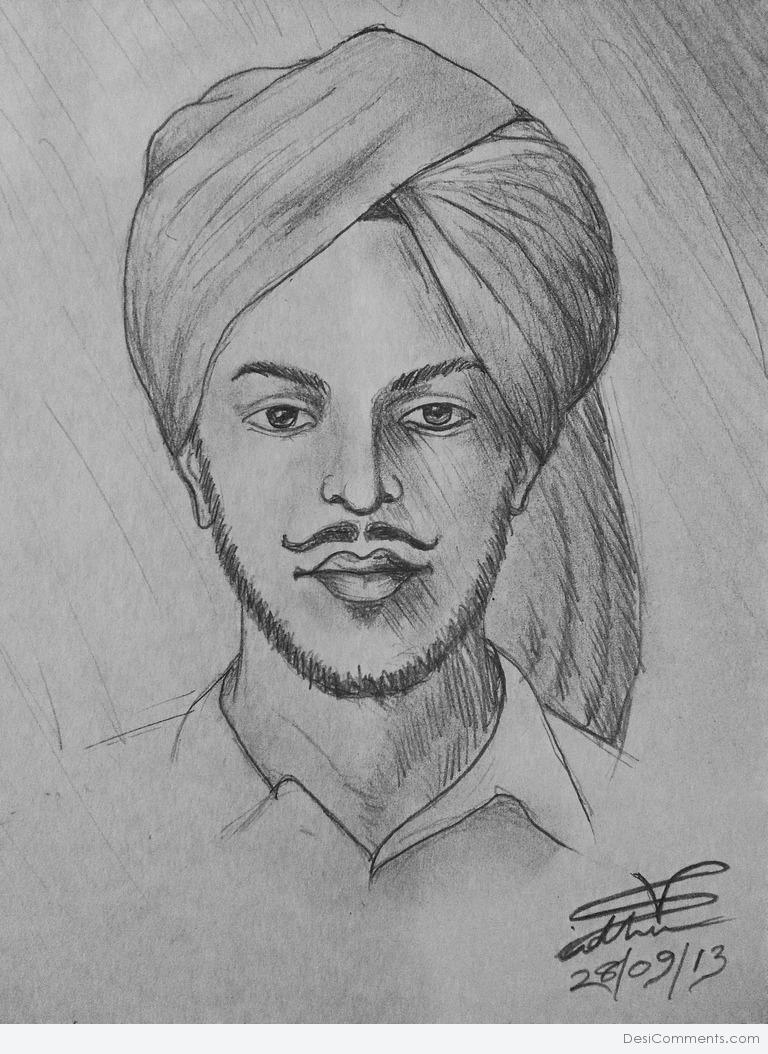 Bhagat Singh Pencil Drawing