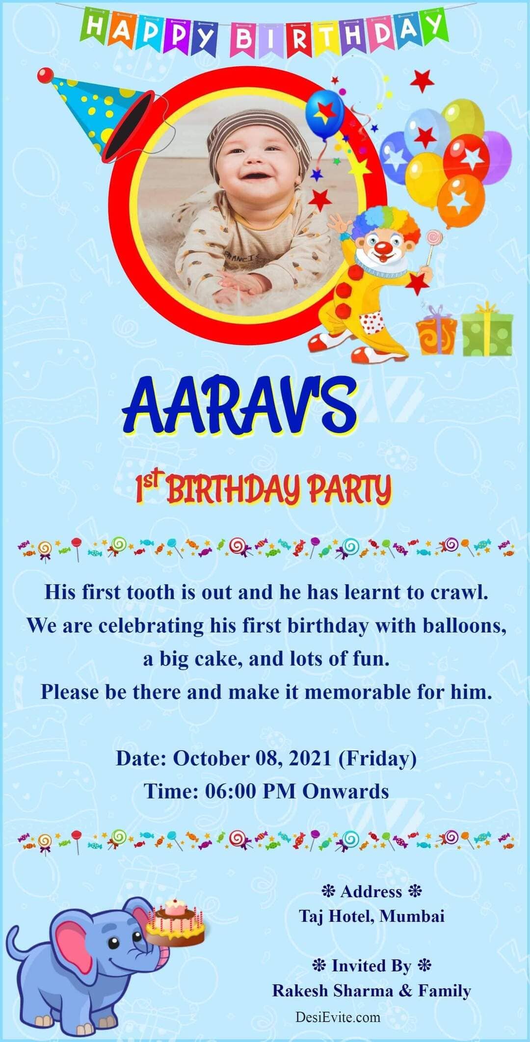 Birthday Card CDR File I First Birthday Invitation Card