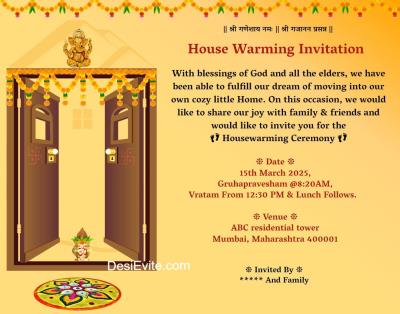 free Griha pravesh Housewarming Invitation Card & Online Invitations