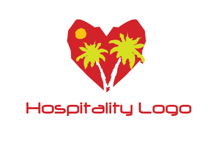 palm tree in heart logo