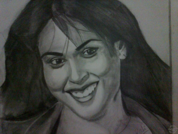 Pencil Sketch of Genelia Desuza - DesiPainters.com