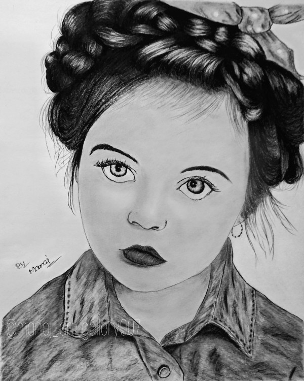 Wonderful Pencil Sketch Of Cute Girl - DesiPainters.com