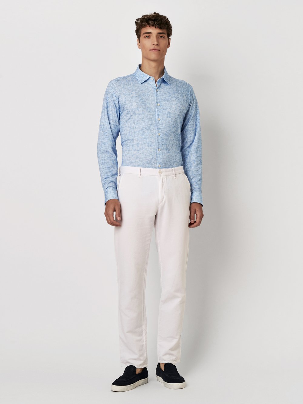 Shirt | Style »Casual Kent« monochrome linen blue