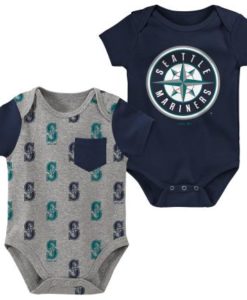 Seattle Mariners Baby Born & Raised Creeper Onesie 2 Pack Set