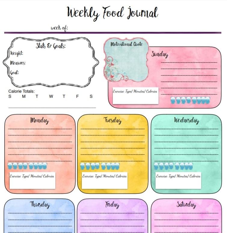 Food Journal Template Excel