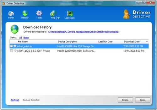 Driver Download History