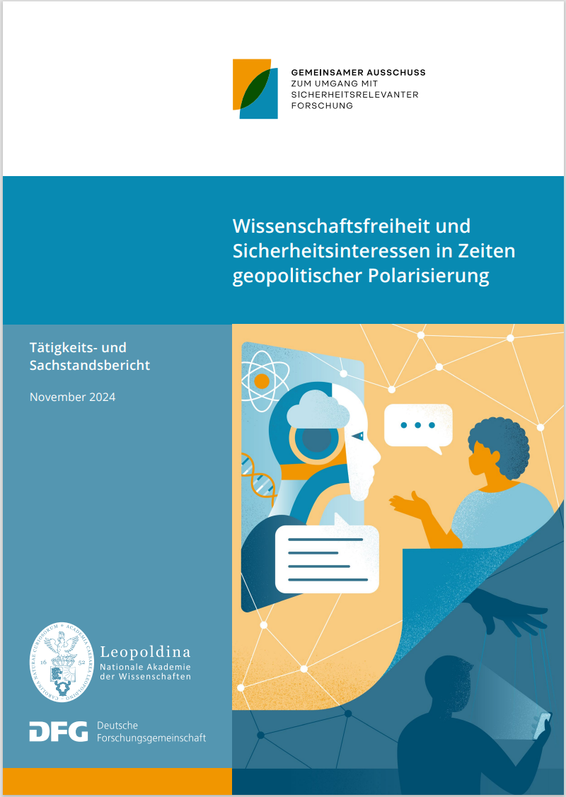 Cover: Gemeinsamer Ausschuss zum Umgang mit sicherheitsrelevanter Forschung von DFG und Leopoldina, Tätigkeitsbericht November 2022