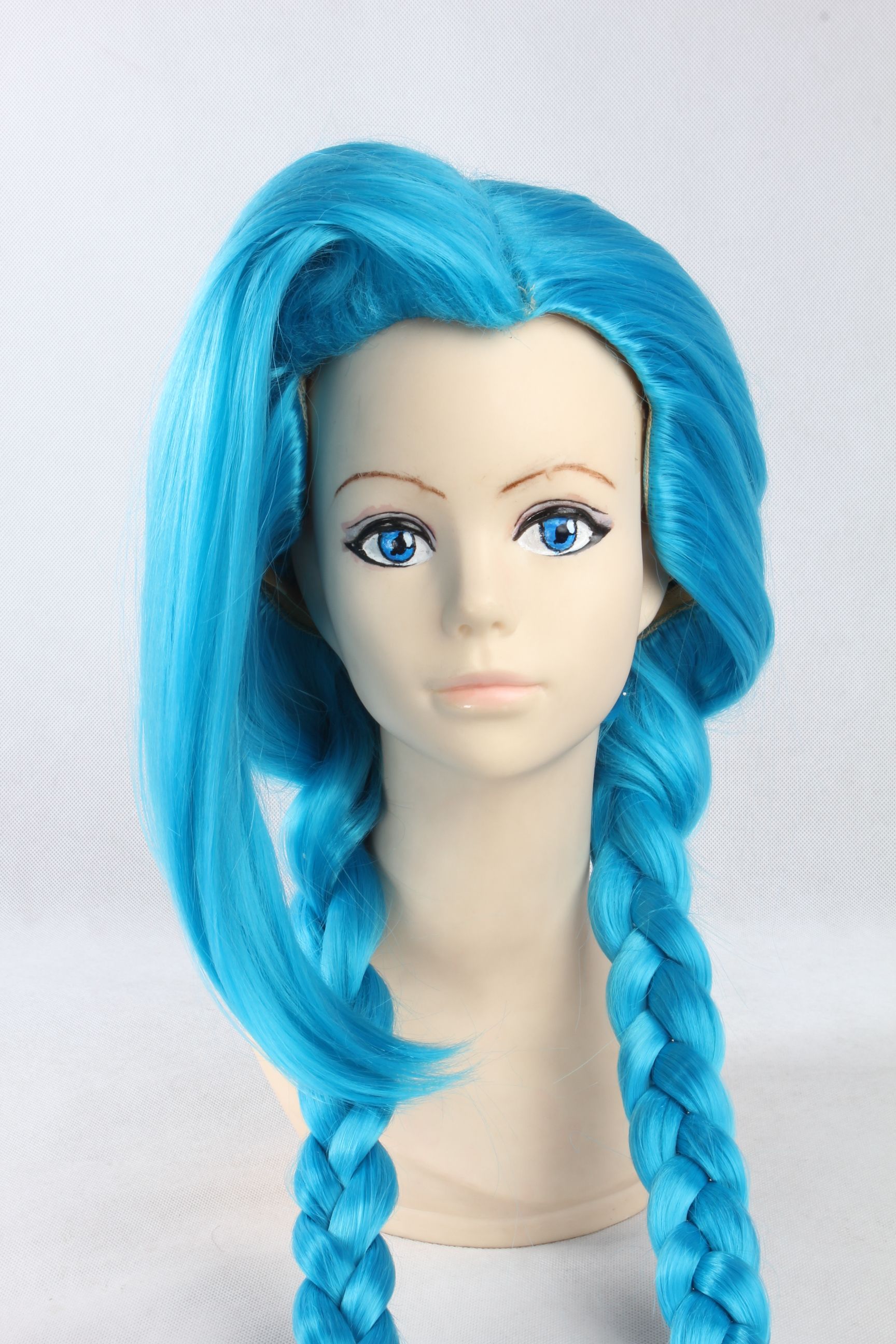 League Of Legends Jinx Loose Cannon Blue Long Braids Cosplay Party Hair ...