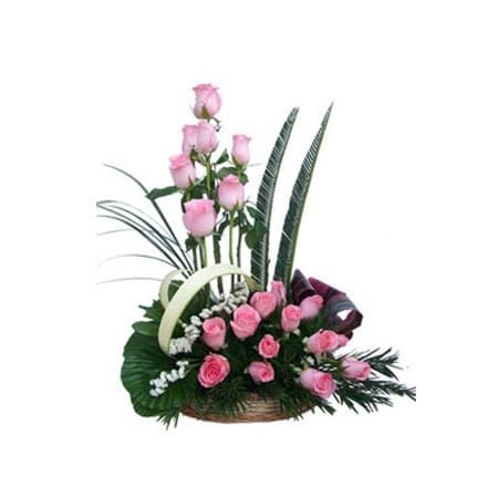 pink-roses basket