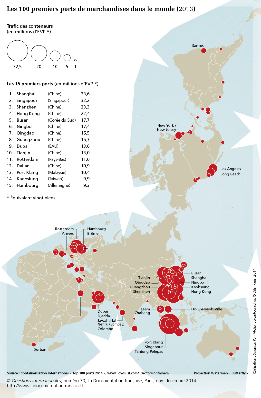 Carte Des 100 Premiers Ports De Marchandises Du Monde