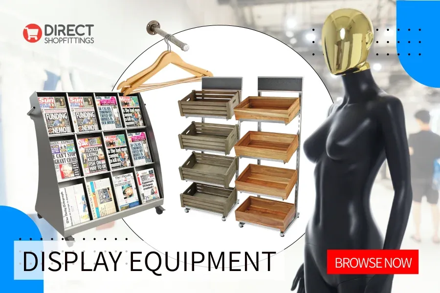 Display equipment for instore and out - Mannequins and rails, flower displays and more