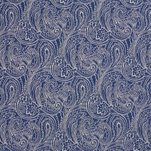 Navy Blue, Traditional Paisley Jacquard Woven Upholstery Fabric By The Yard