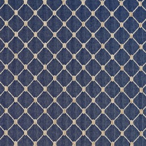 Navy Blue, Diamond Jacquard Woven Upholstery Fabric By The Yard