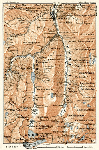 Cauterets and environs map, 1902