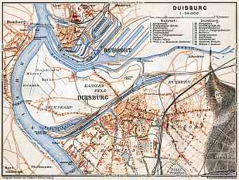 Duisburg city map, 1905