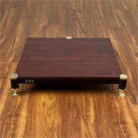 View a larger image of the VTI 3 Post Amp Stand (Gold Cap, Black Pole, Cherry Shelf) BL304GC-01 here.