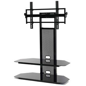 View a larger image of the TransDeco Black Glass TV Stand with Integrated Flat Panel Mount for 32-80 inch Screens (Black) TD560BCH here.