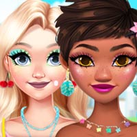 Princesses Moana and Elsa with beaded necklaces