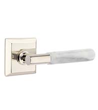 White Marble Lever with Quincy Rose, Emtek 8531TAMRWH