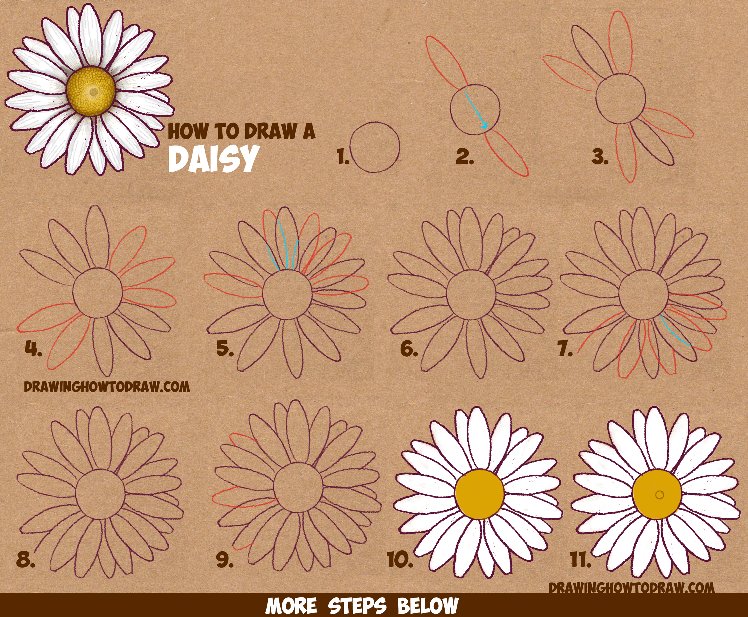 Easy Step By Step Drawing Flowers