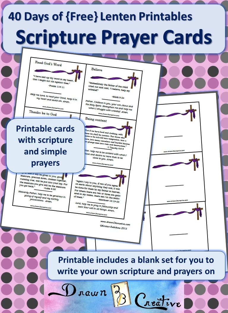 40 Days of Free Lenten Printables: Prayer Cards Set 2 - Drawn2BCreative