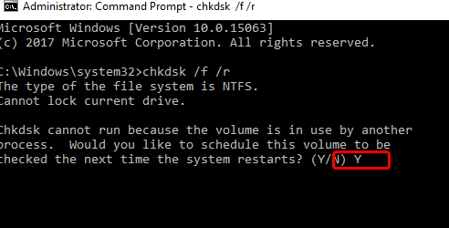 chkdsk Press Y