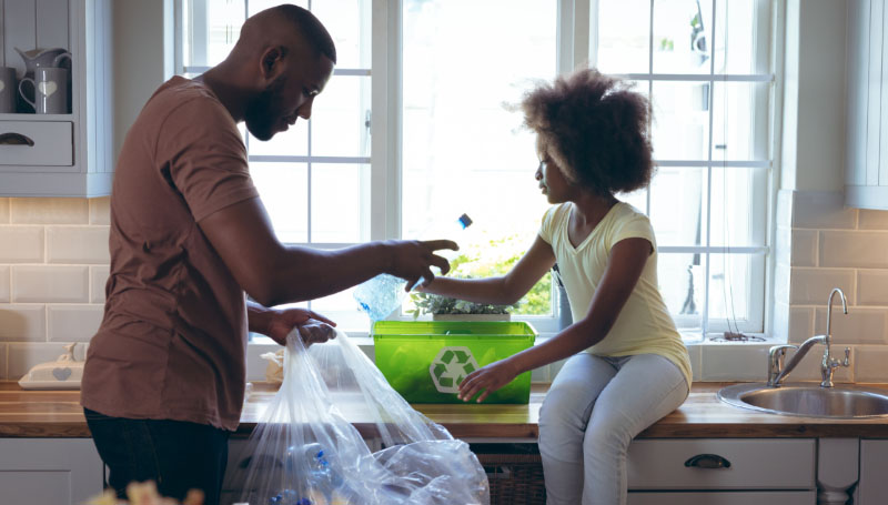 Father and daughter in the kitchen