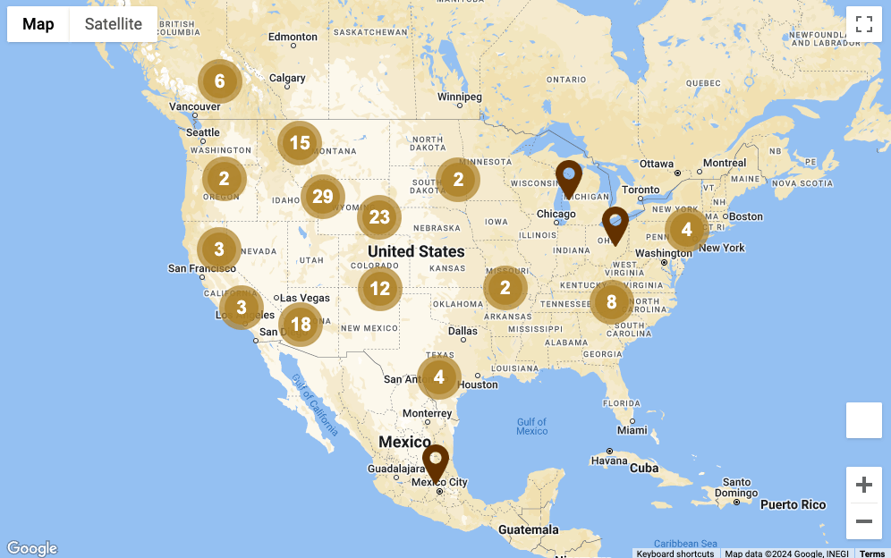 Map of dude ranches