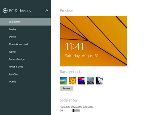 Windows 8 Lock Screen Background : This opens the new control panel ...