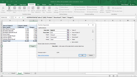 Arguments of the GETPIVOTDATA Function in Excel - dummies