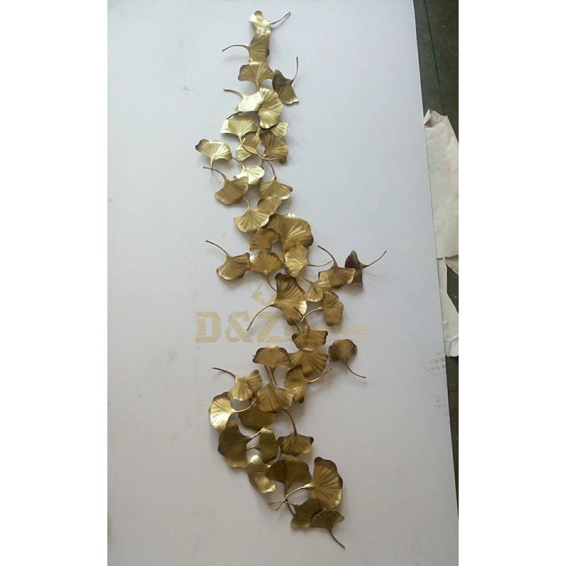 Golden Ginkgo Leaf Stainless Steel Wall Art Sculpture