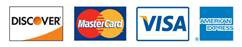 We accept Visa, American Express, MasterCard and Discover