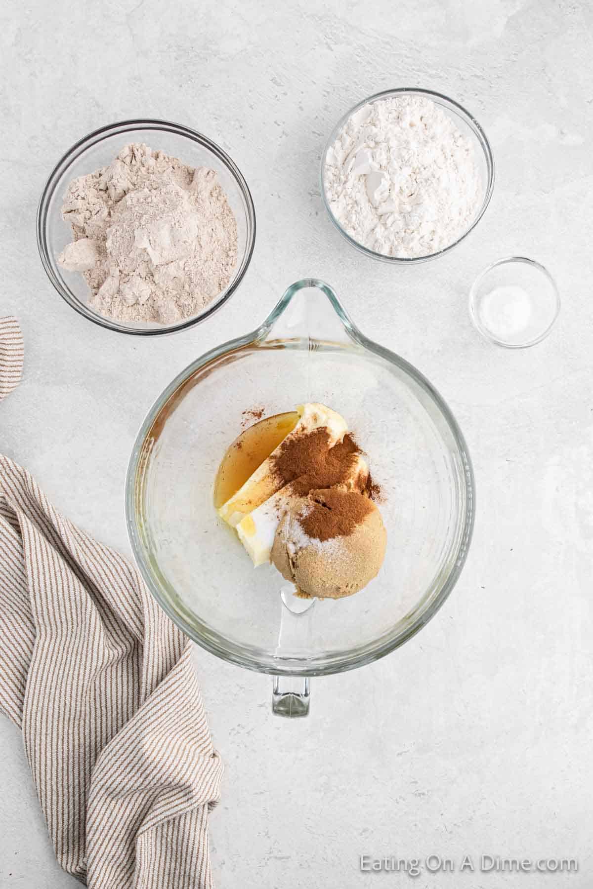 Combine butter, brown sugar, salt, cinnamon and honey in a bowl