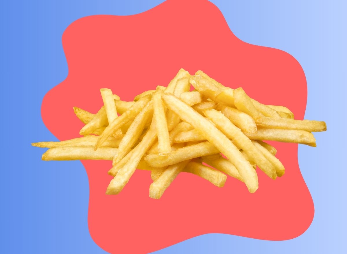 Pile of fries on a graphic background